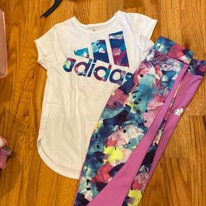 Adidas T-shirt and leggings printed pattern